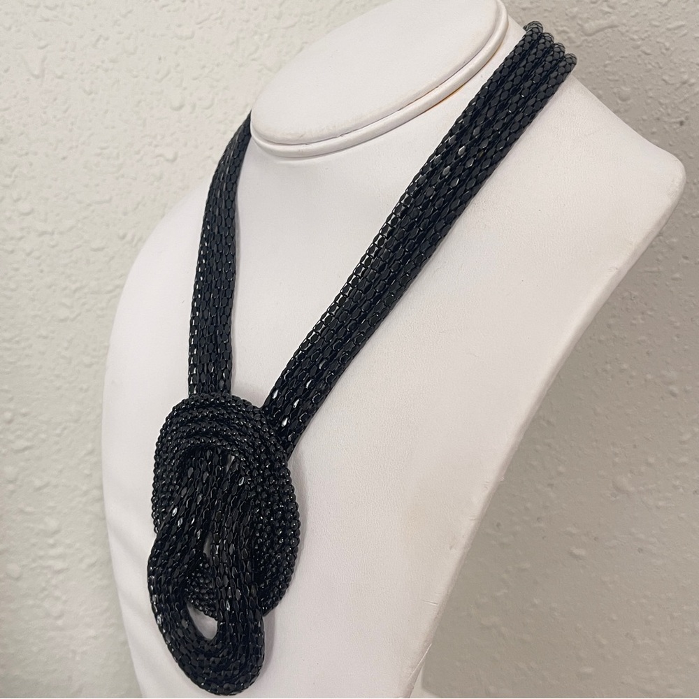 Express Statement Necklace Black Multi Strand Bol… - image 2